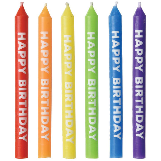 HAPPY BIRTHDAY RAINBOW CANDLES - PACK OF 12