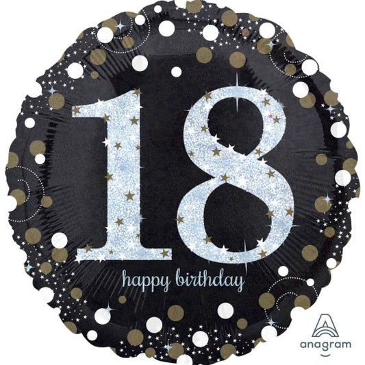 HOLOGRAPHIC SPARKLING CELEBRATE 18TH BIRTHDAY FOIL BALLOON - 45CM