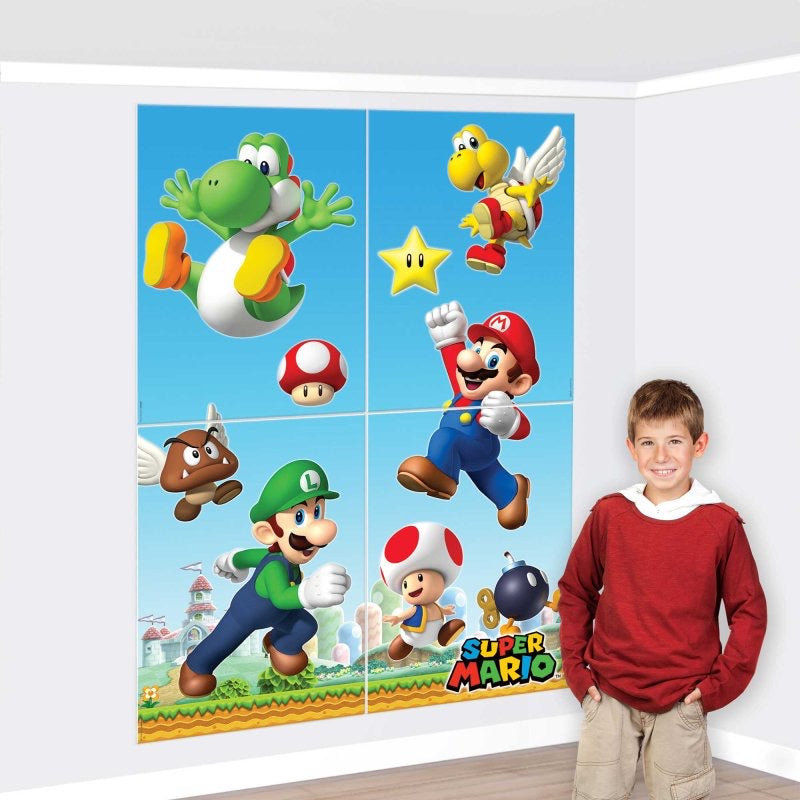 SUPER MARIO BROS SCENE SETTERS WALL DECORATING KIT - 4 PIECES