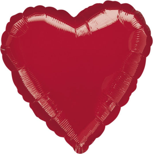 METALLIC RED HEART FOIL BALLOON 43CM