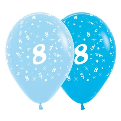 SEMPERTEX BLUE 30CM LATEX BALLOONS - NUMBER 8 - PACK OF 6 – Sunshine ...