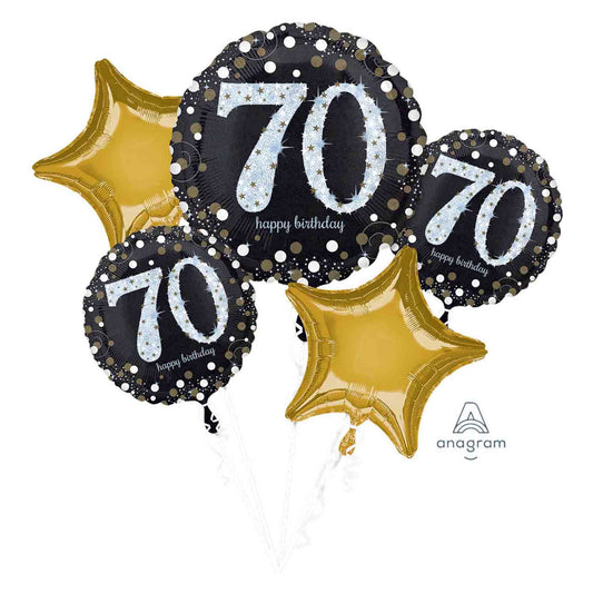 SPARKLING CELEBRATION HELIUM FOIL BALLOON BOUQUET - 70TH BIRTHDAY