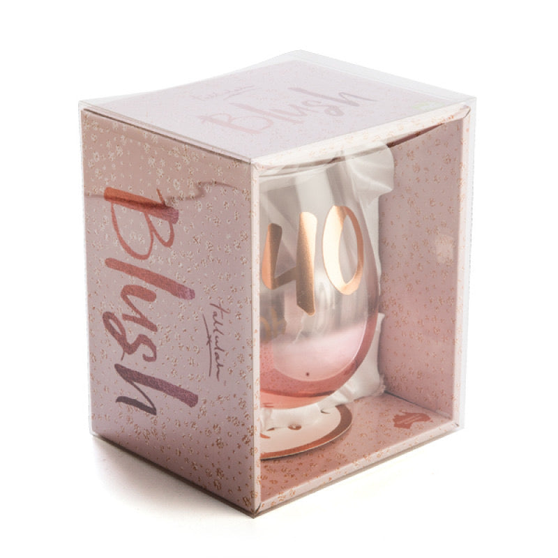 40TH BIRTHDAY TALLULAH BLUSH STEMLESS GLASS