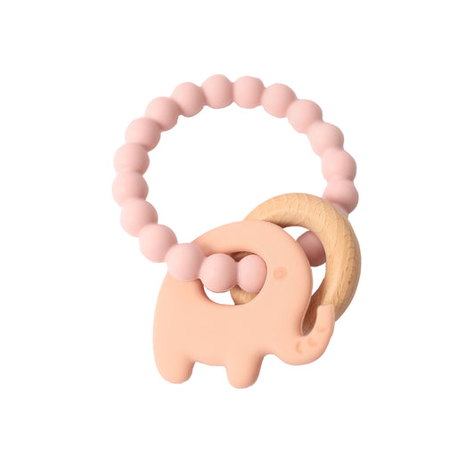 ELEPHANT SILICONE TEETHER - BABY PINK