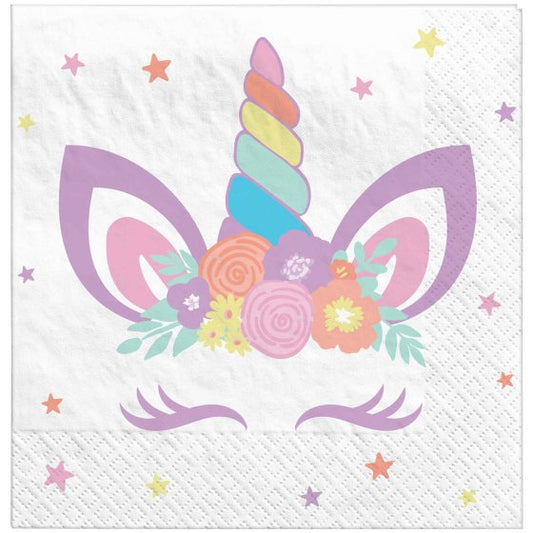 UNICORN PARTY BEVERAGE NAPKINS - PACK OF 16