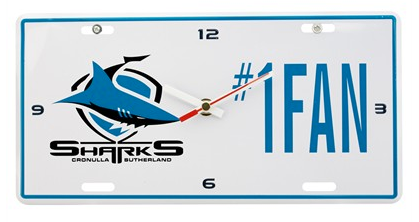 NRL CRONULLA-SUTHERLAND SHARKS LICENSE PLATE CLOCK - NUMBER #1 FAN ...