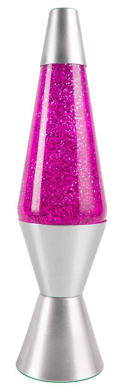 LIQUID RETRO LAVA LAMP - PINK GLITTER WITH SILVER BASE