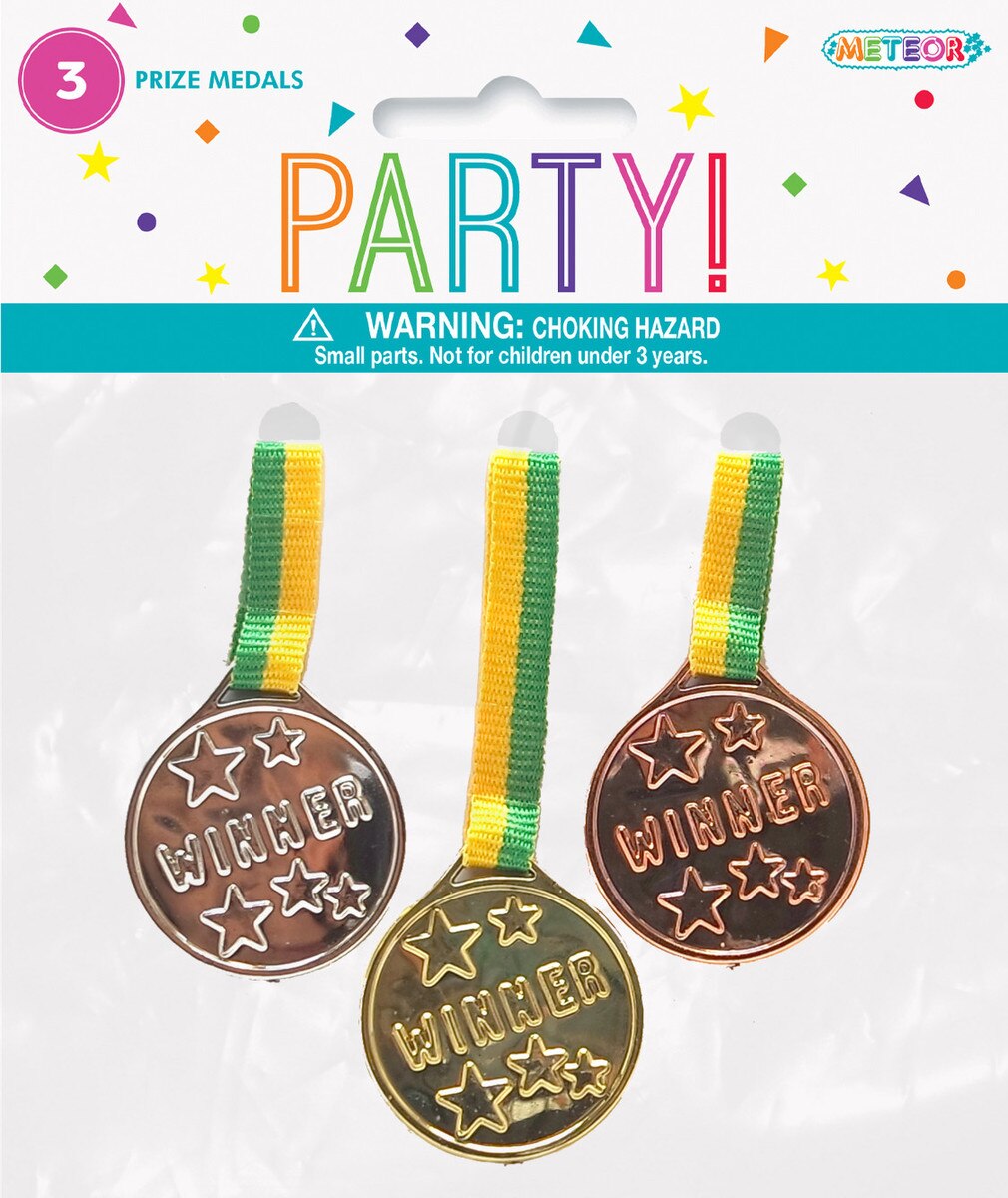 PARTY FAVOURS - PRIZE MEDALS - PACK OF 3