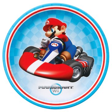 SUPER MARIOKART WII ROUND PAPER PLATES 23CM - PACK OF 8