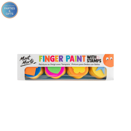 MONT MARTE FINGER PAINT WITH STAMPS - 4 PACK