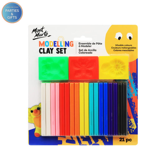 MONT MARTE MODELLING CLAY SET WITH MOULDS - 21 PACK