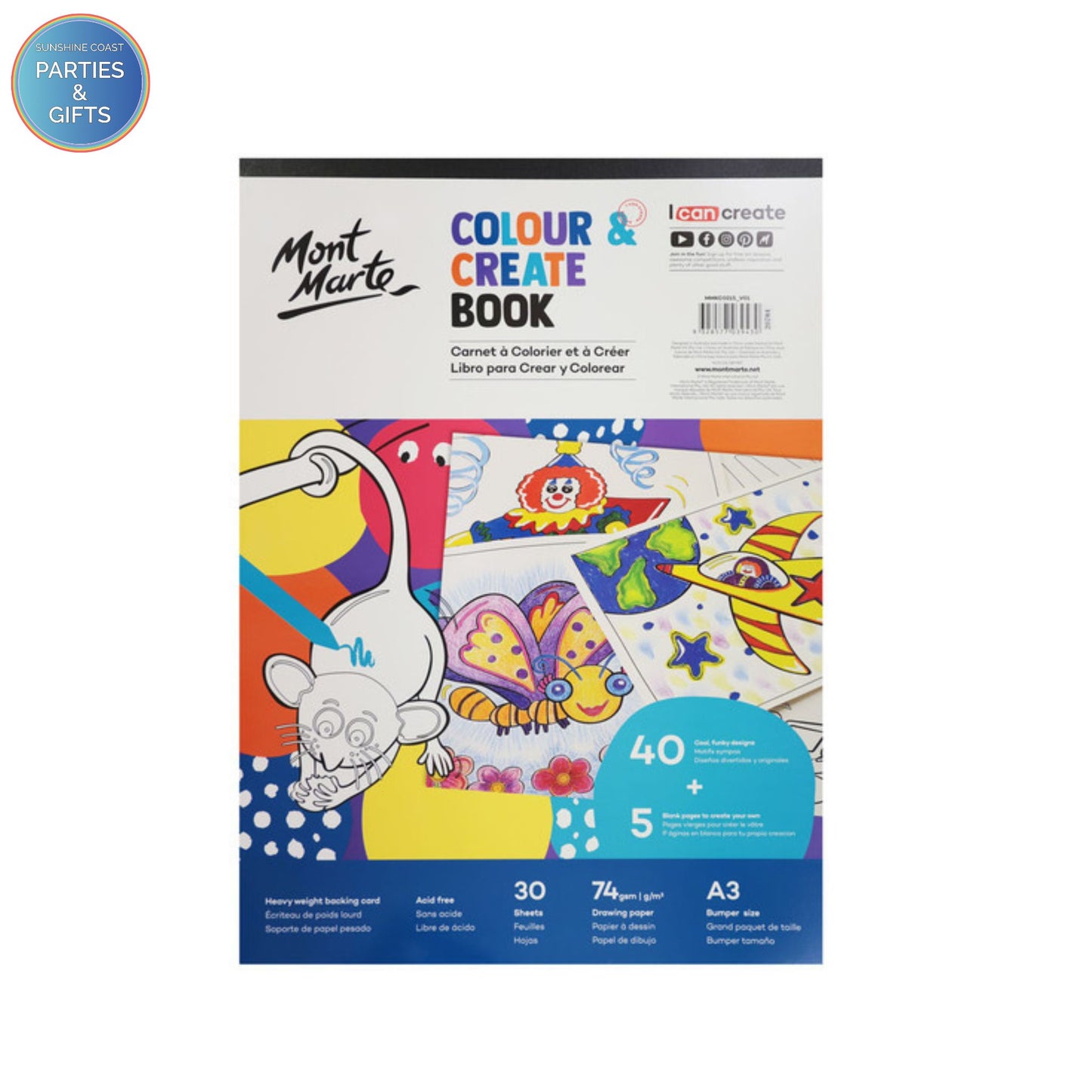 MONT MARTE COLOUR & CREATE BOOK A3 - 30 SHEETS