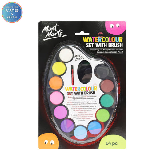 MONT MARTE WATERCOLOUR SET WITH BRUSH - 14 PACK