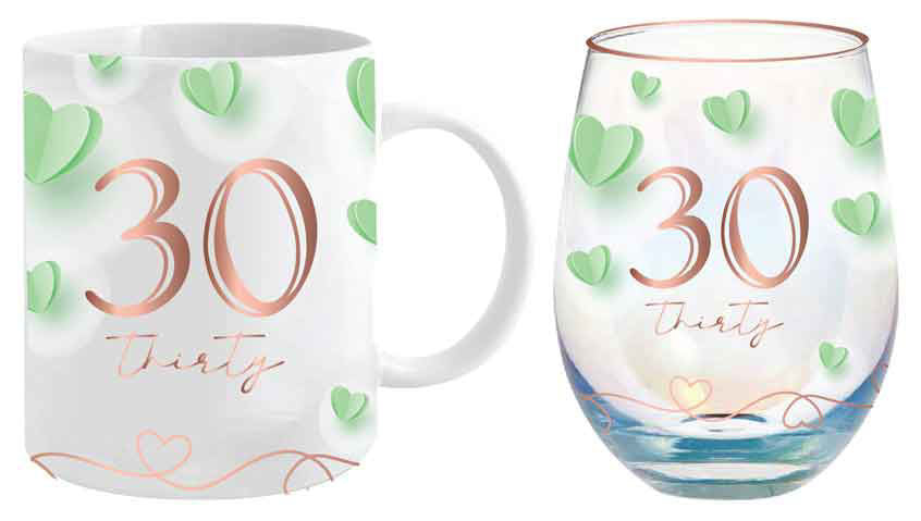 30TH BIRTHDAY MUG AND STEMLESS GLASS GIFT SET