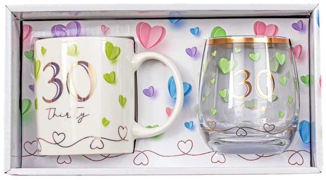 30TH BIRTHDAY MUG AND STEMLESS GLASS GIFT SET