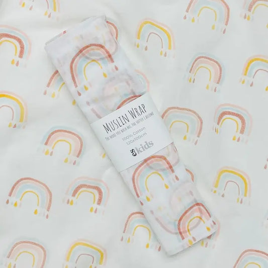 ES KIDS MUSLIN WRAP 100CM x 120CM - RAINBOW