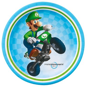 SUPER MARIOKART WII ROUND PAPER PLATES 17.1CM - PACK OF 8