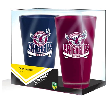NRL MANLY-WARRINGAH SEA EAGLES ACRYLIC CUP SET - PACK OF 2