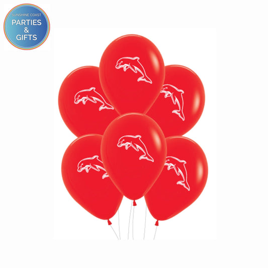 NRL REDCLIFFE DOLPHINS 30CM LATEX BALLOONS - 6 PACK