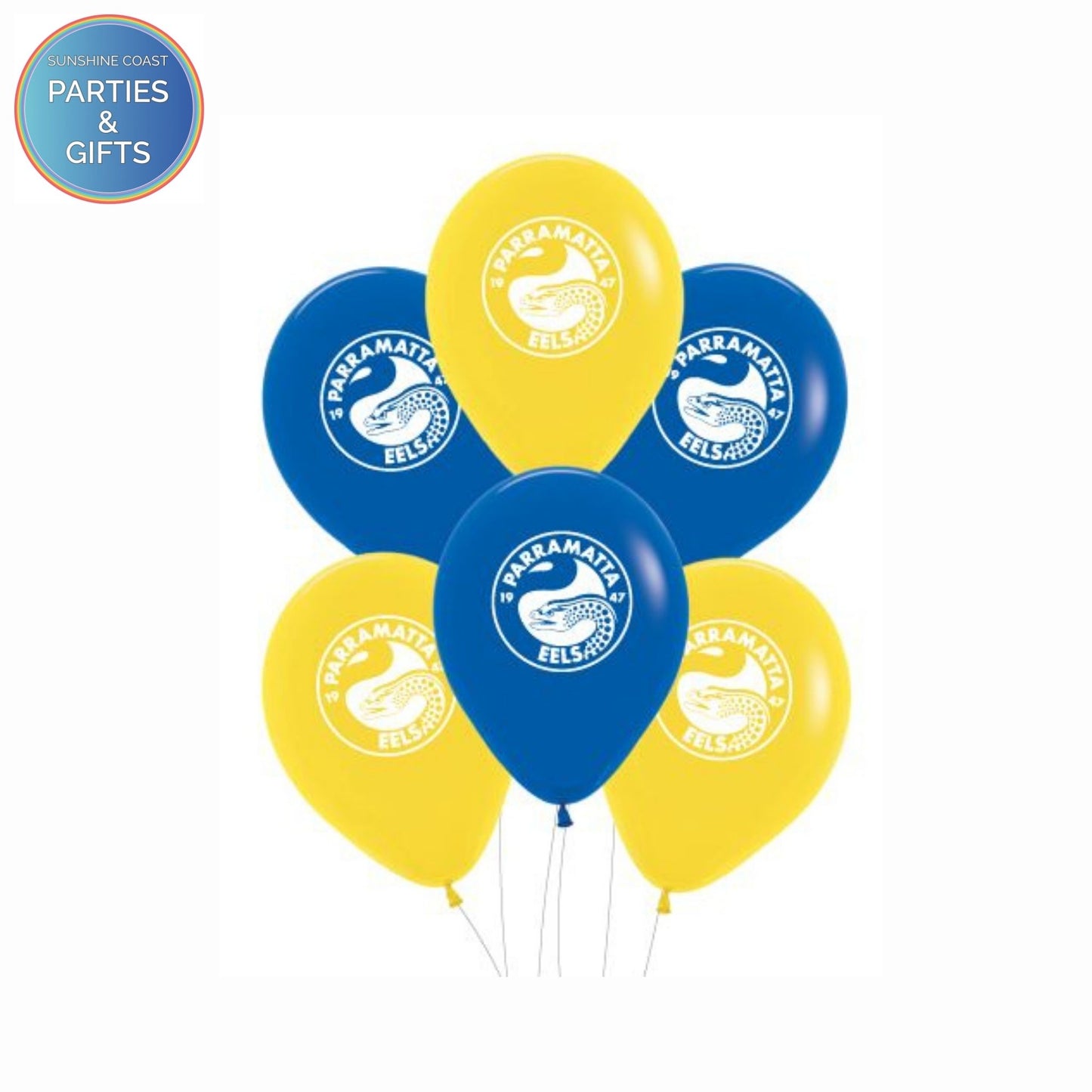 NRL PARRAMATTA EELS 30CM LATEX BALLOONS - 6 PACK