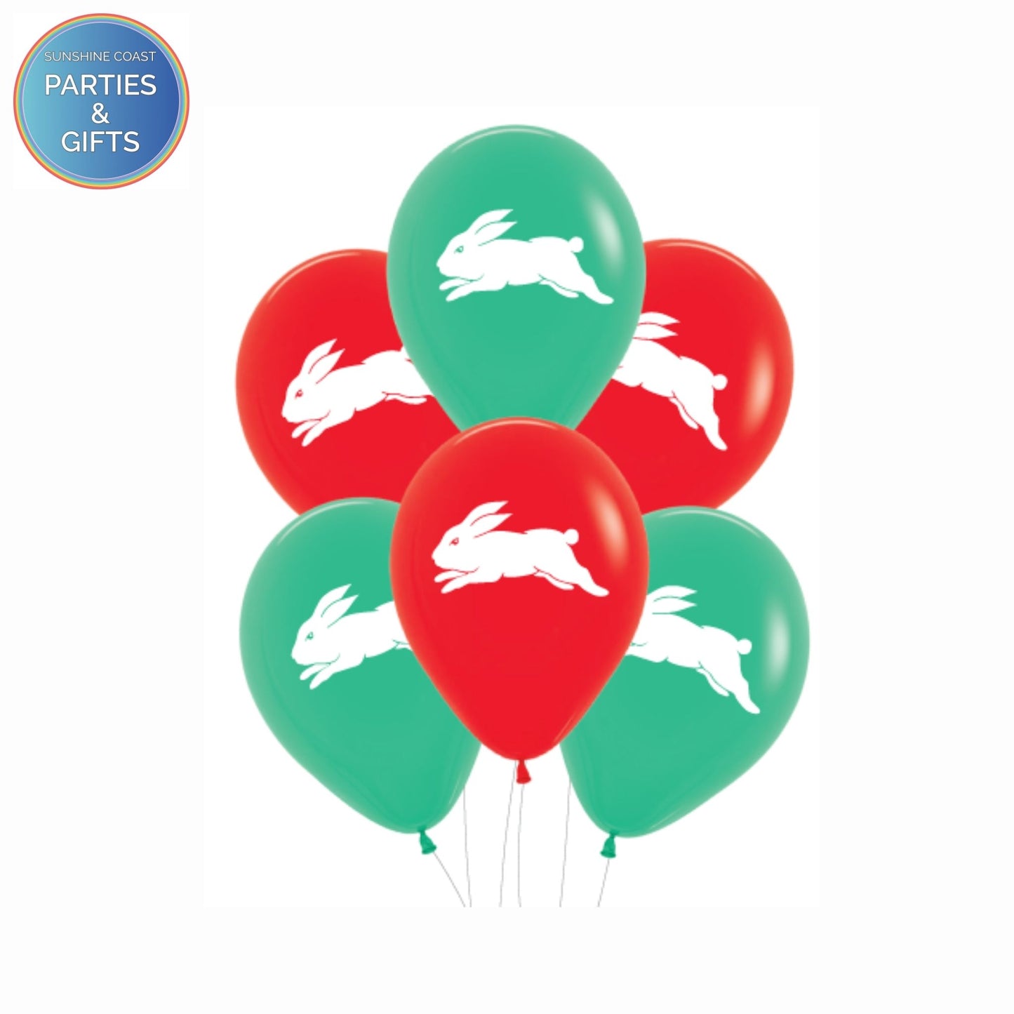 NRL SOUTH SYDNEY RABBITOHS 30CM LATEX BALLOONS - 6 PACK
