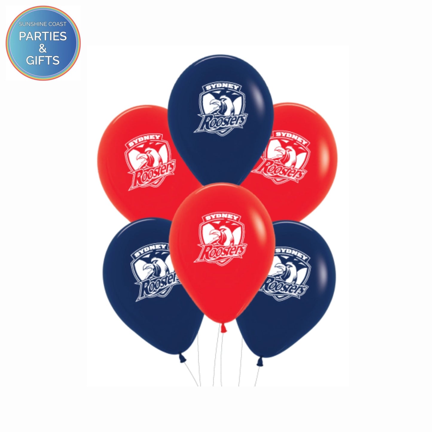 NRL SYDNEY ROOSTERS 30CM LATEX BALLOONS - 6 PACK