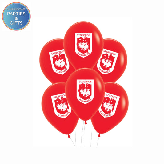 NRL ST GEORGE ILLAWARRA DRAGONS 30CM LATEX BALLOONS - 6 PACK