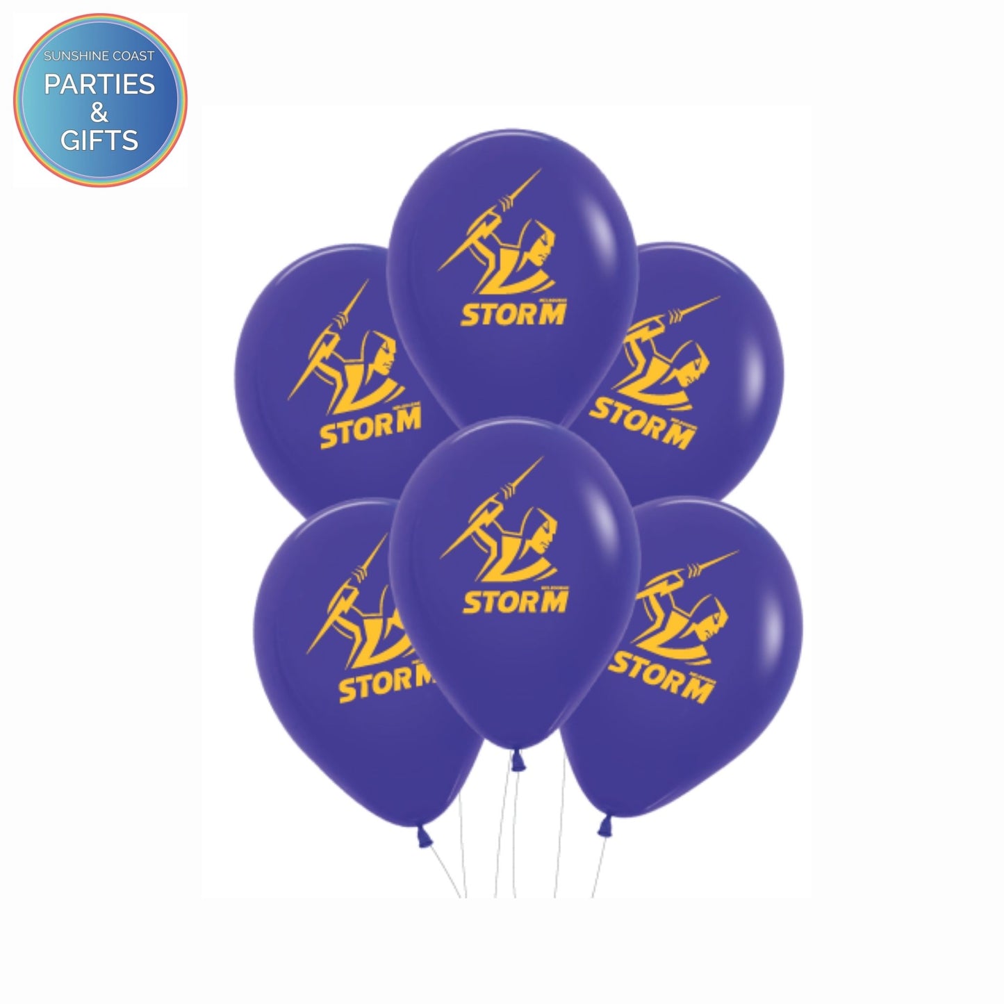 NRL MELBOURNE STORM 30CM LATEX BALLOONS - 6 PACK