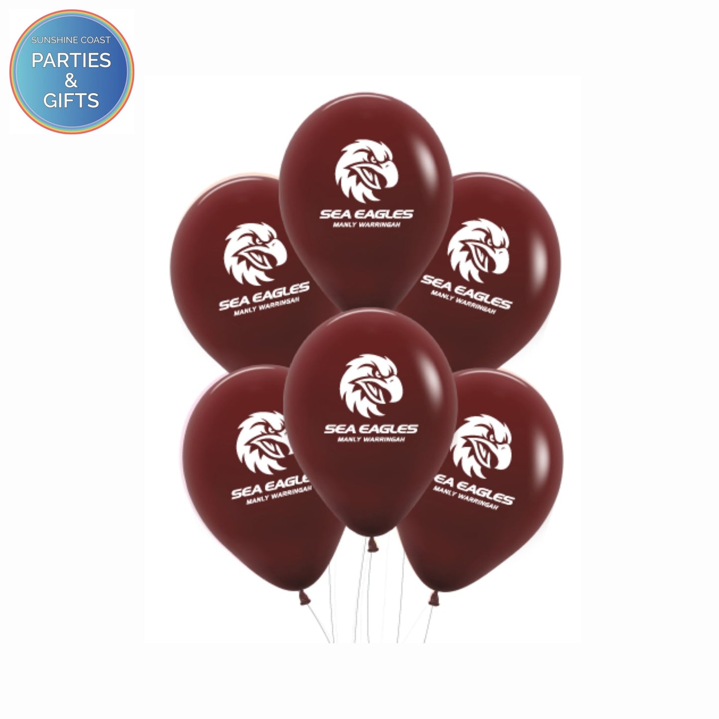 NRL MANLY SEA EAGLES 30CM LATEX BALLOONS - 6 PACK