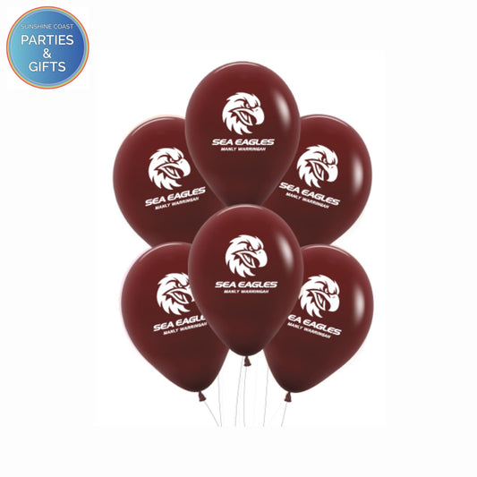 NRL MANLY SEA EAGLES 30CM LATEX BALLOONS - 6 PACK