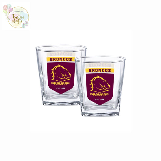 NRL 2 PACK SPIRIT GLASSES - BRISBANE BRONCOS