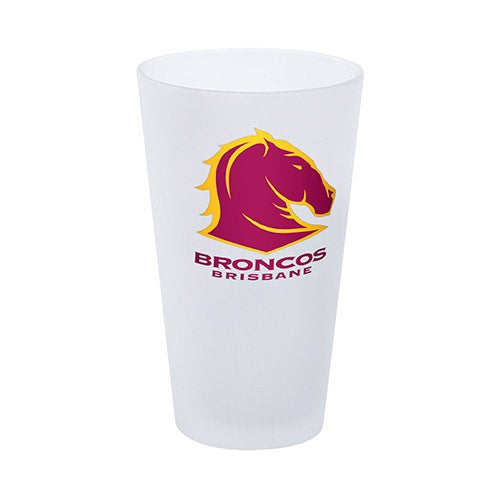 NRL 450ML FROSTED GLASS - BRISBANE BRONCOS