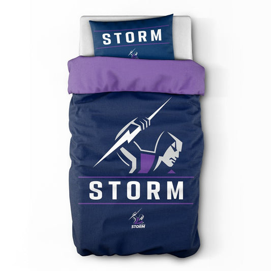 NRL MELBOURNE STORM SINGLE QUILT COVER SET