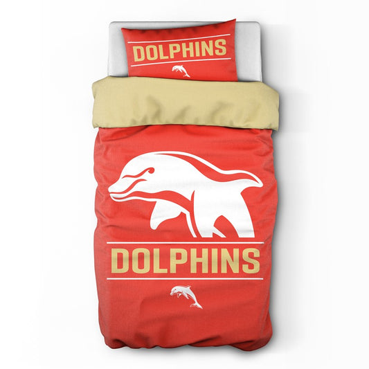 NRL REDCLIFFE DOLPHINS SINGLE QUILT COVER SET