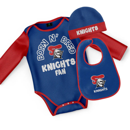 NRL INFANT BORN & BRED 3PC GIFT SET - NEWCASTLE KNIGHTS