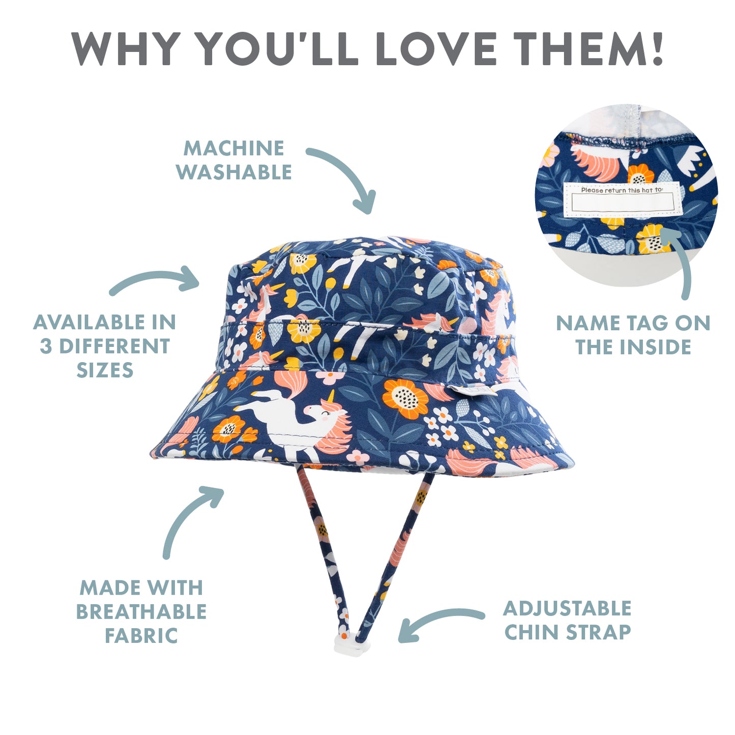 SPLOSH OUT & ABOUT KIDS BUCKET HAT - UNICORN