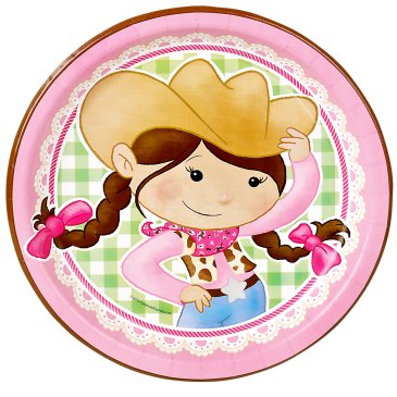 COWGIRL ROUND PAPER PLATES 23CM - PACK OF 8