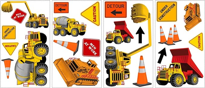 ROOMMATES CONSTRUCTION REMOVABLE WALL STICKERS - 23 STICKERS