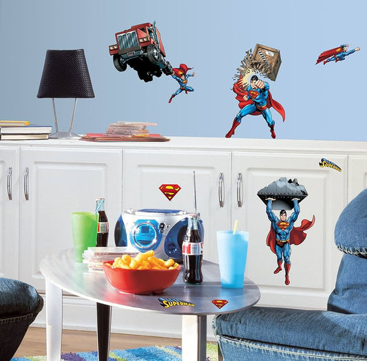 ROOMMATES SUPERMAN REMOVABLE WALL STICKERS - 21 STICKERS