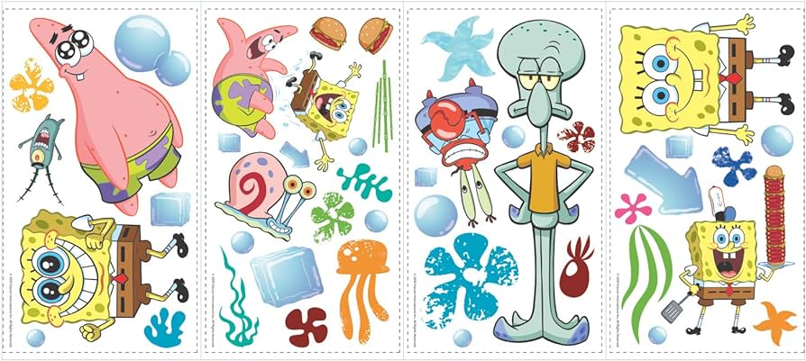 ROOMMATES SPONGEBOB SQUAREPANTS REMOVABLE WALL STICKERS - 45 STICKERS