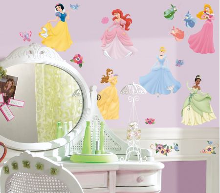 ROOMMATES DISNEY PRINCESSES WITH GEMS REMOVABLE WALL STICKERS - 37 STICKERS