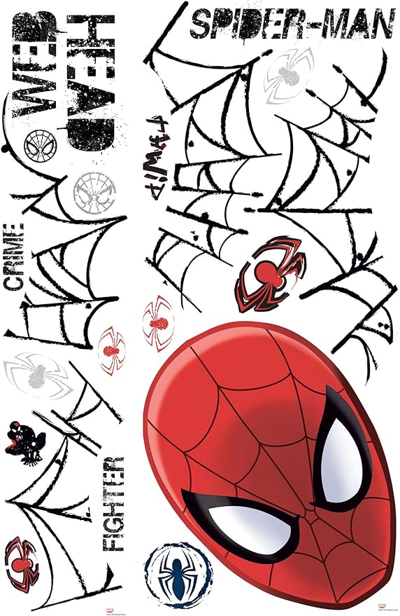 ROOMMATES SPIDERMAN HEAD GIANT REMOVABLE WALL STICKERS - 21 STICKERS