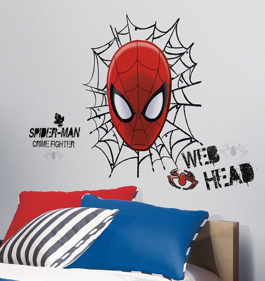ROOMMATES SPIDERMAN HEAD GIANT REMOVABLE WALL STICKERS - 21 STICKERS