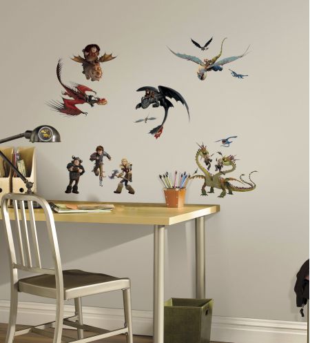 ROOMMATES HOW TO TRAIN YOUR DRAGONS REMOVABLE WALL STICKERS - 31 STICKERS