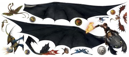 ROOMMATES HOW TO TRAIN YOUR DRAGON HICCUP & TOOTHLESS GIANT WALL STICKERS - 16 STICKERS