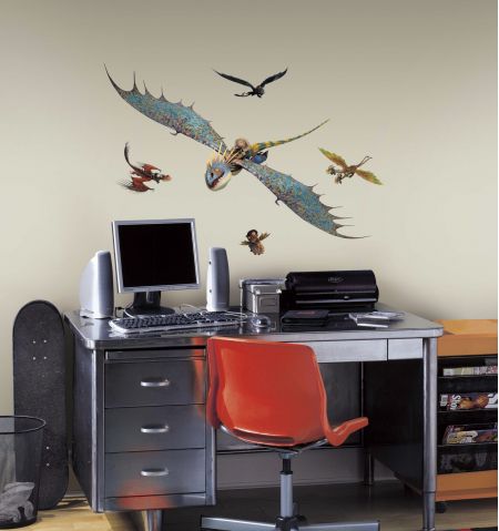 ROOMMATES HOW TO TRAIN YOUR DRAGON ASTRID & STORMFLY GIANT REMOVABLE WALL STICKERS - 17 STICKERS