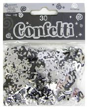 EUROWRAP 30TH BIRTHDAY BLACK AND SILVER CONFETTI - 14G