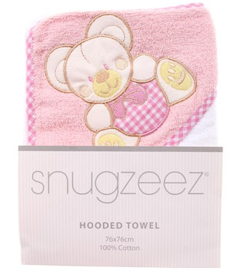 SNUGZEEZ HOODED TOWEL - PINK BEAR
