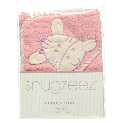 SNUGZEEZ HOODED TOWEL - PINK ZEBRA