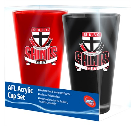 AFL ST KILDA SAINTS ACRYLIC CUP SET - PACK OF 2